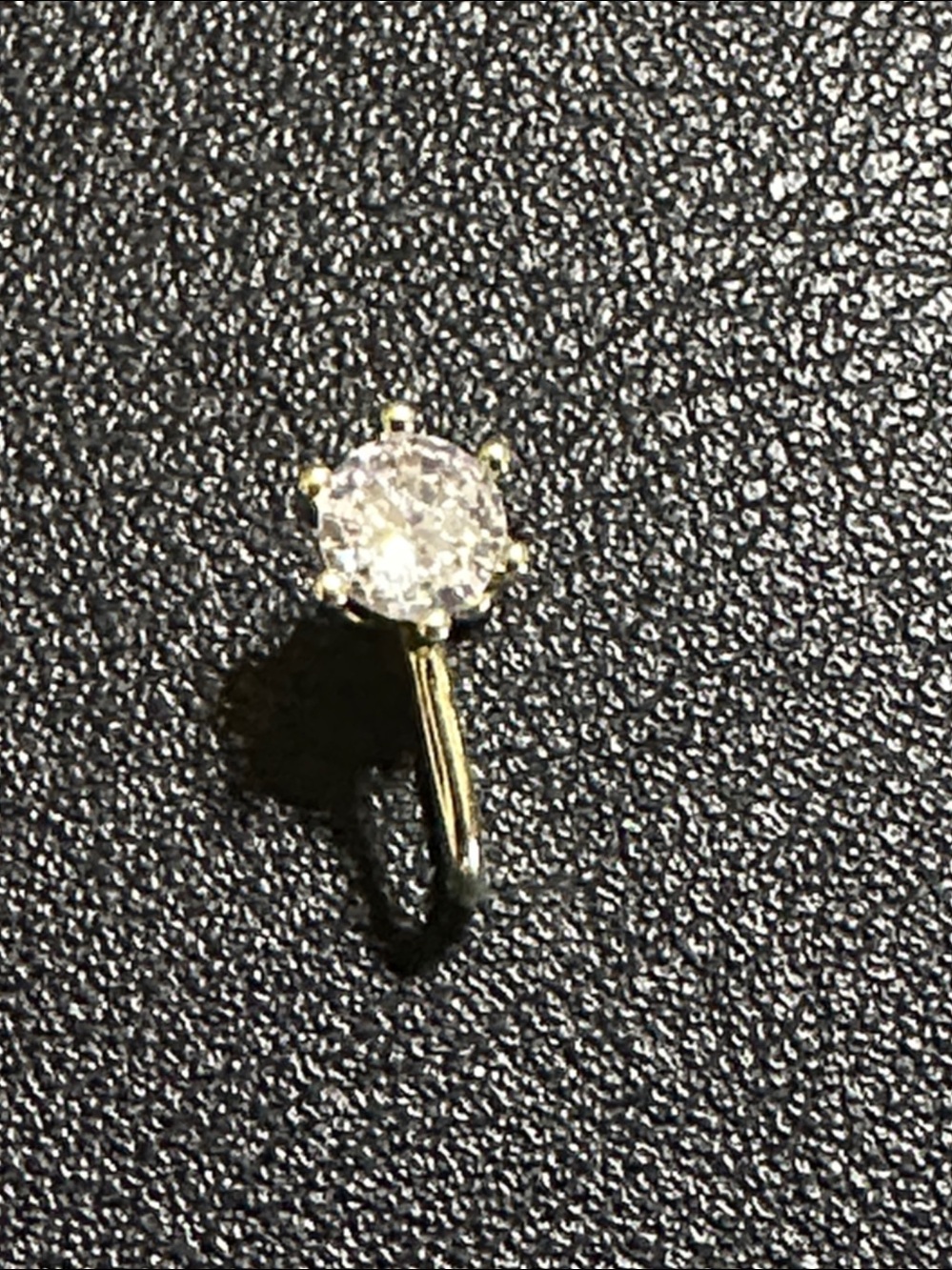 6-Prong Faux Diamond Nose Ring Cuff Gold Tone Solitaire